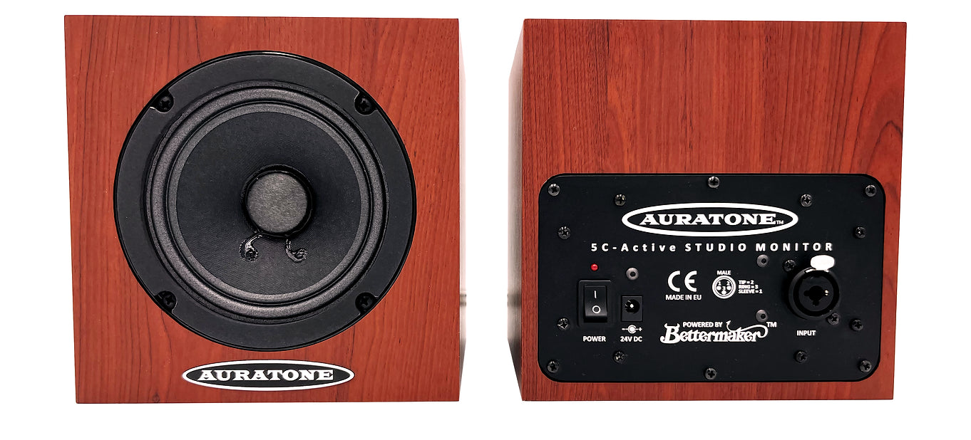 5C Active Super Sound Cube Studio Monitor 4.5 inch Reference Monitors - 1 PAIR  - WOODGRAIN